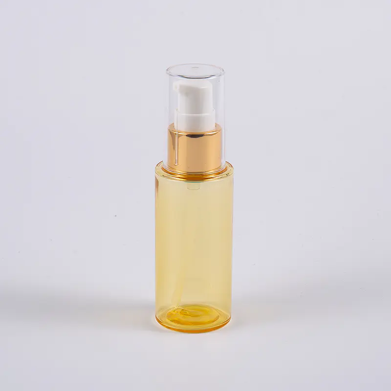 আধা-স্বচ্ছ রঙের গোলাকার আকৃতি 50ml PETG পুরু ওয়াল লোশন বোতল সঙ্গে পাম্প 
