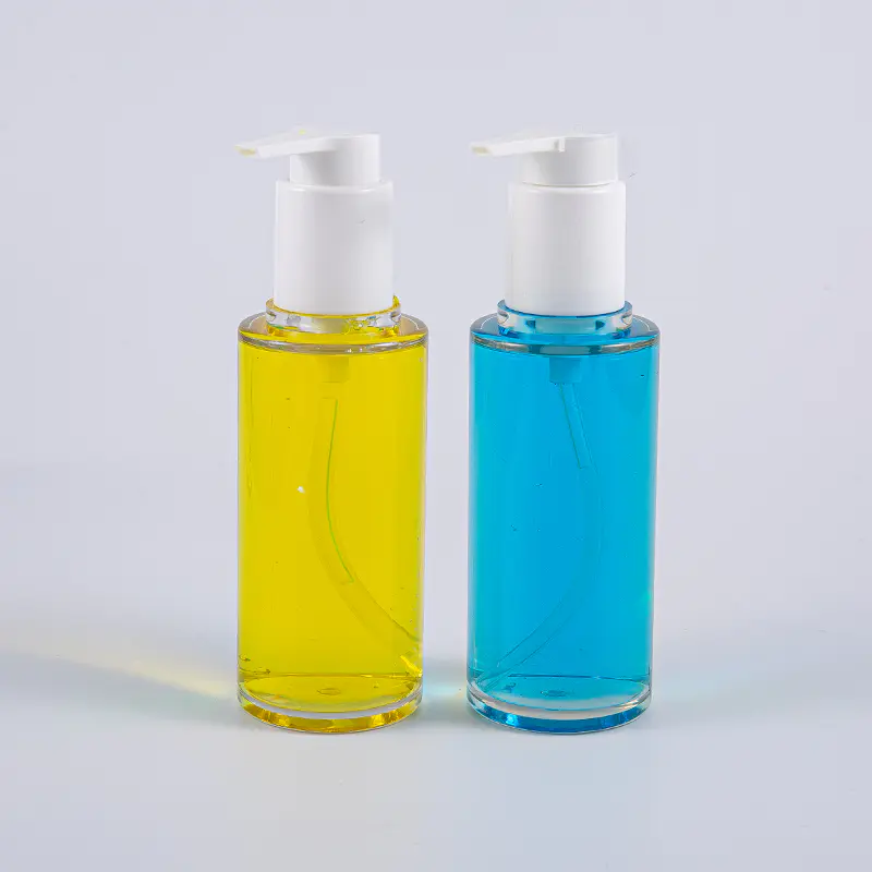 সাদা প্লাস্টিকের পাম্প সহ PETG 100ml রাউন্ড আকৃতির লোশন বোতল পরিষ্কার করুন