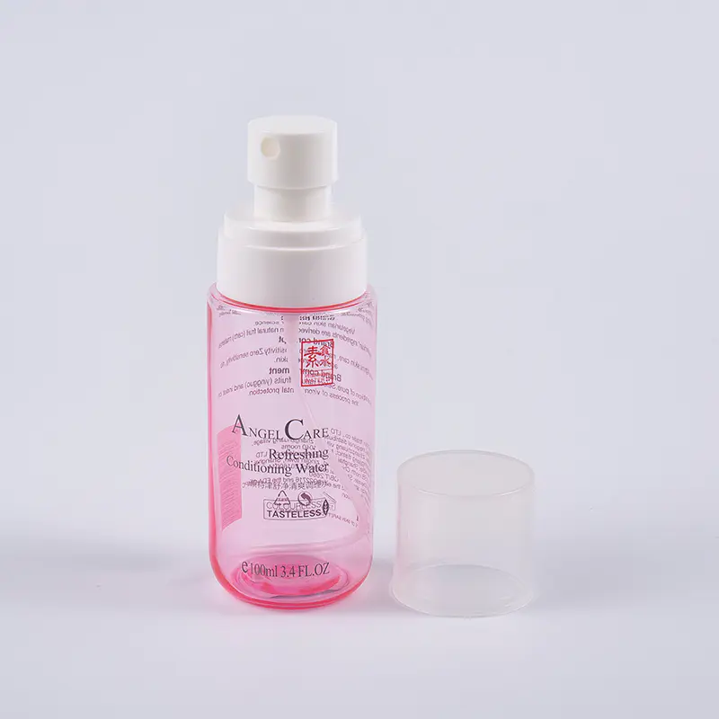 100ml স্বচ্ছ গোলাপী রঙের ফেসিয়াল টোনার বোতল
