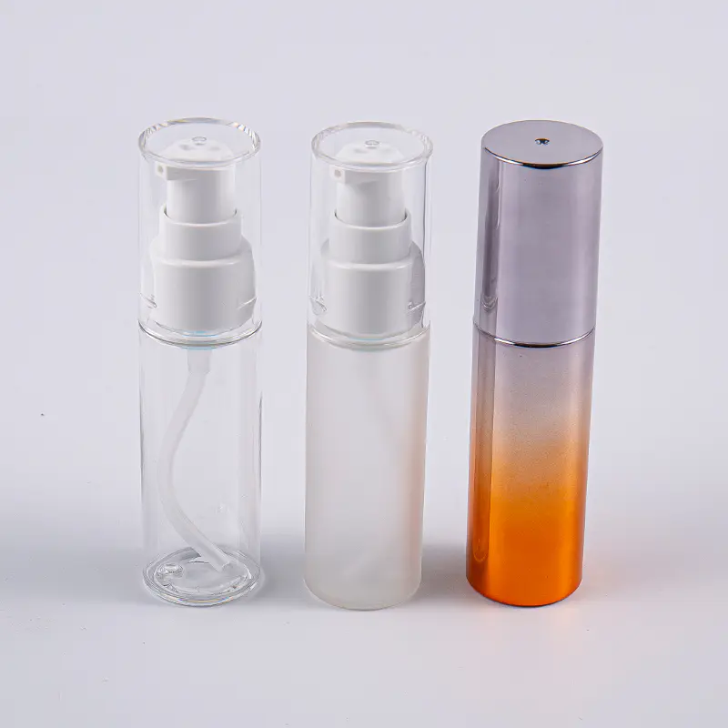 বিভিন্ন রঙের বৃত্তাকার আকৃতি 30ml PETG লোশন বোতল সঙ্গে পাম্প ভ্রমণ ব্যবহার